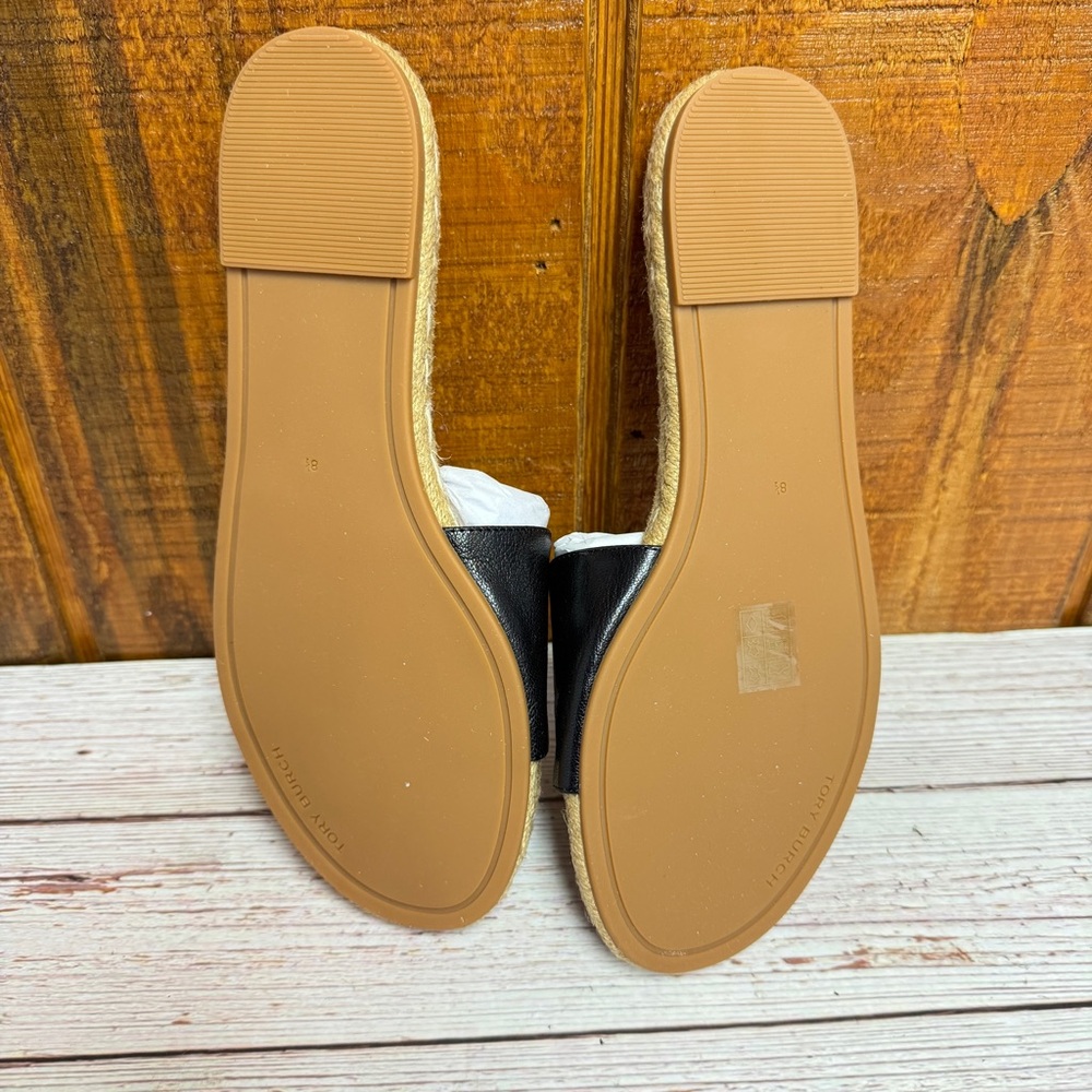 Tory Burch Everly Leather Espadrille Slide - Perfect Black - Picture 3 of 5